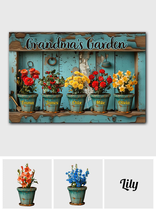 Grandma's/ Mom's ... Birth Flower Garden - Personalized Gardening Canvas And Poster