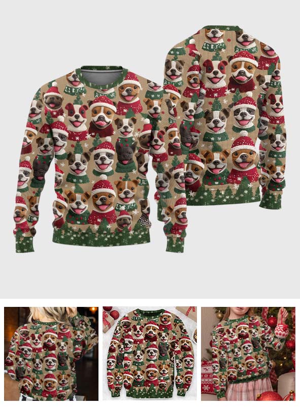 Pull de Noël à motif pitbull - Pull moche pour chien