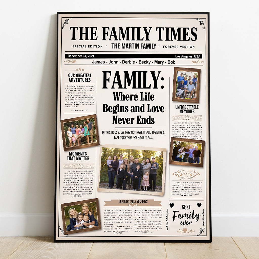 Family Newspaper - Personalized Family Canvas And Poster