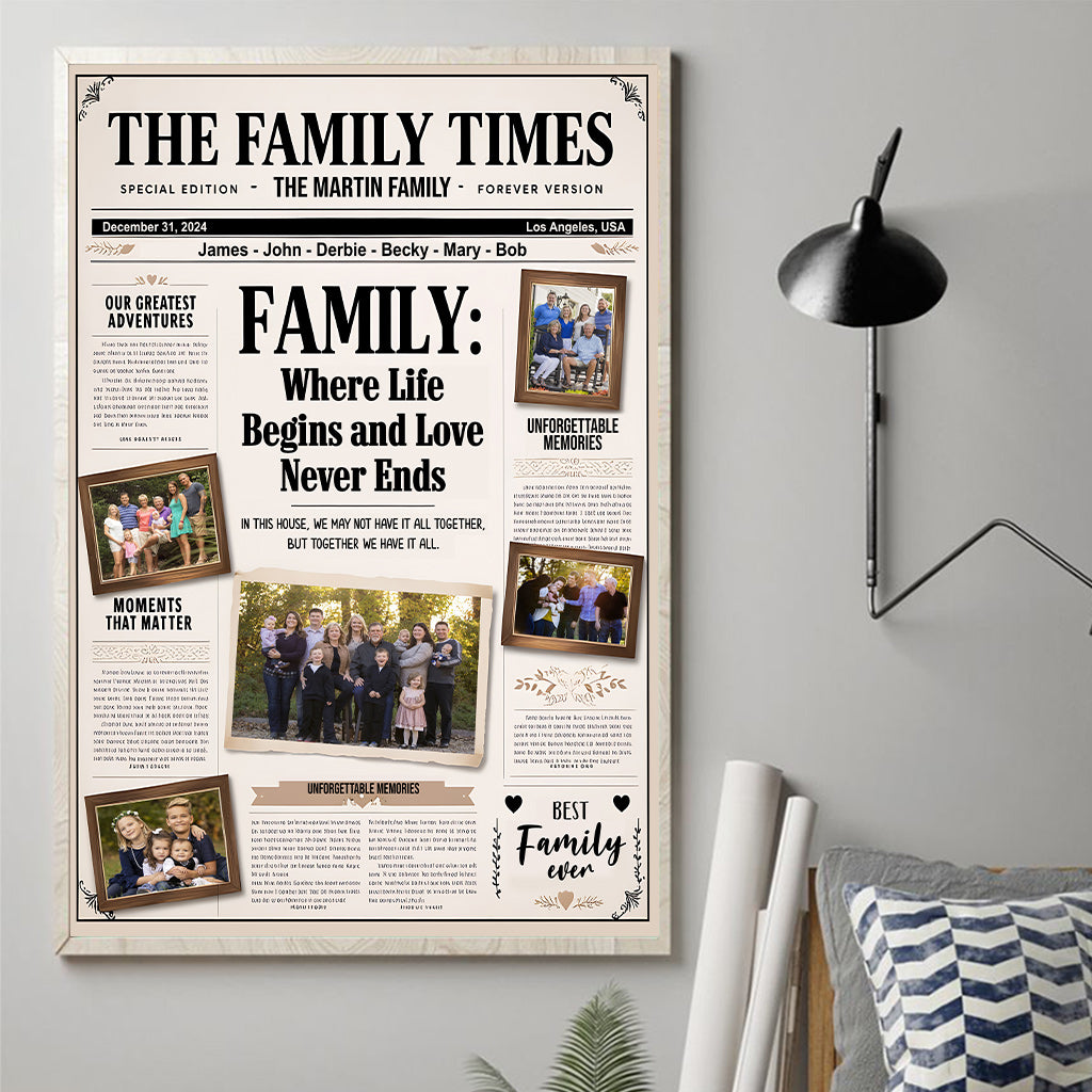 Family Newspaper - Personalized Family Canvas And Poster
