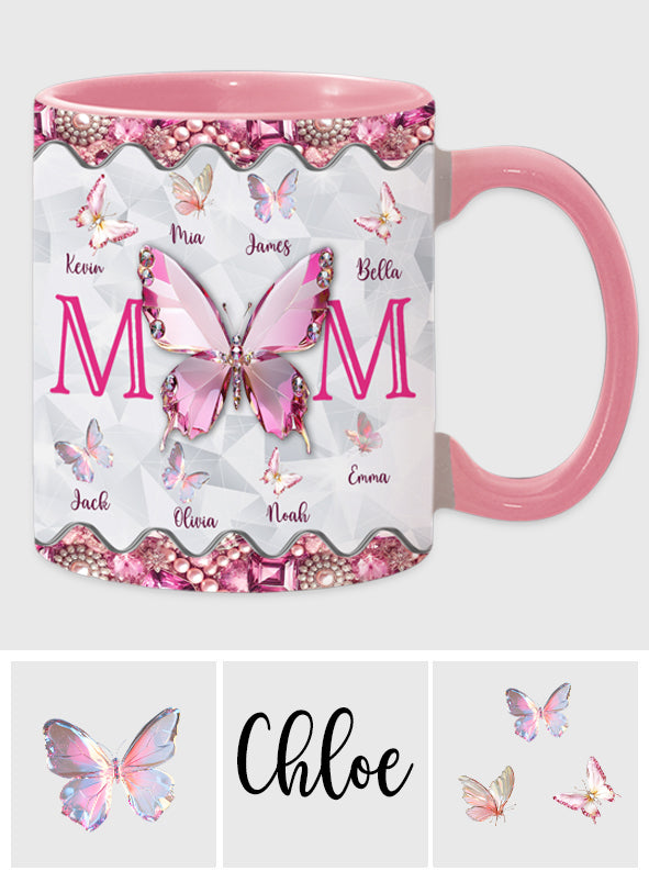 Mom And Children Butterflies - Personalized Mother Accent Mug