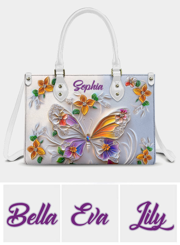 Atemberaubender Schmetterling – personalisierte Schmetterlings-Lederhandtasche