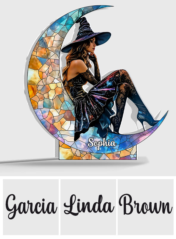 On The Moon - Personalized Witch Shaped Light Box