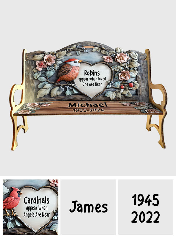 Cardinals Appears When Angel Are Near - Personalized Memorial Wooden Bench