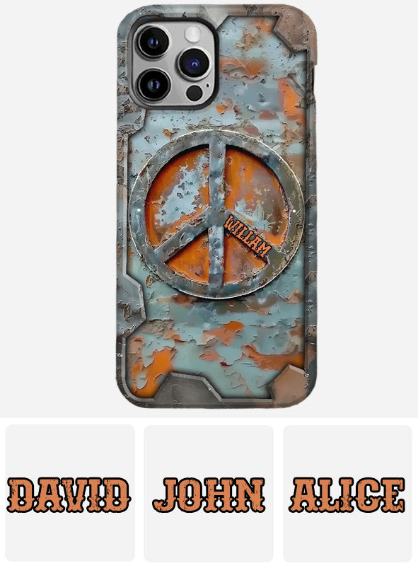 Liebe und Frieden – Personalisierte Handyhülle im Hippie-Stil mit Vollprint