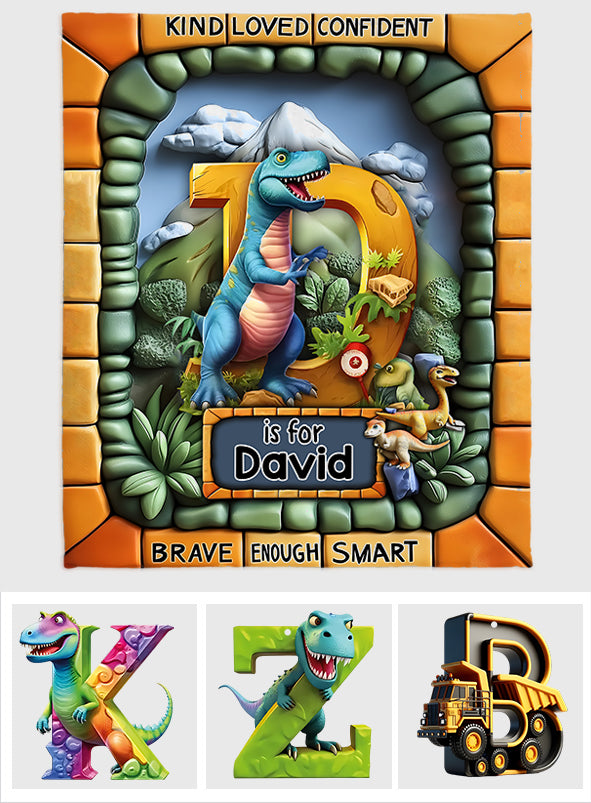 Cadeau sur le thème des dinosaures pour les petits-enfants - Couverture enfant personnalisée