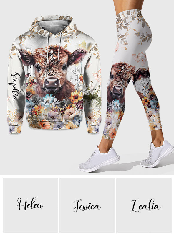 Cute Cow - Personalized Highland Cow Hoodie and Leggings