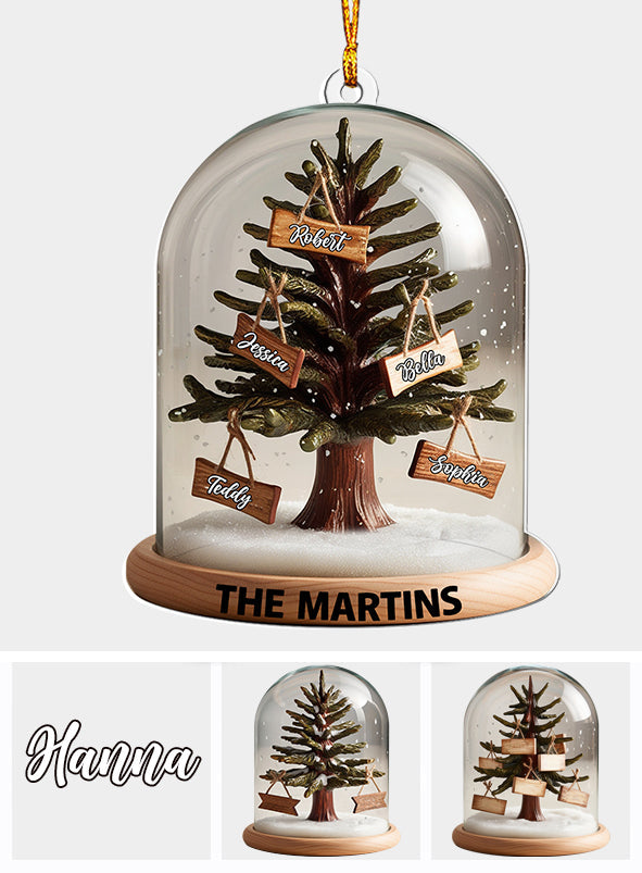 Dôme Arbre de Noël Familial - Ornement Transparent Personnalisé pour la Famille