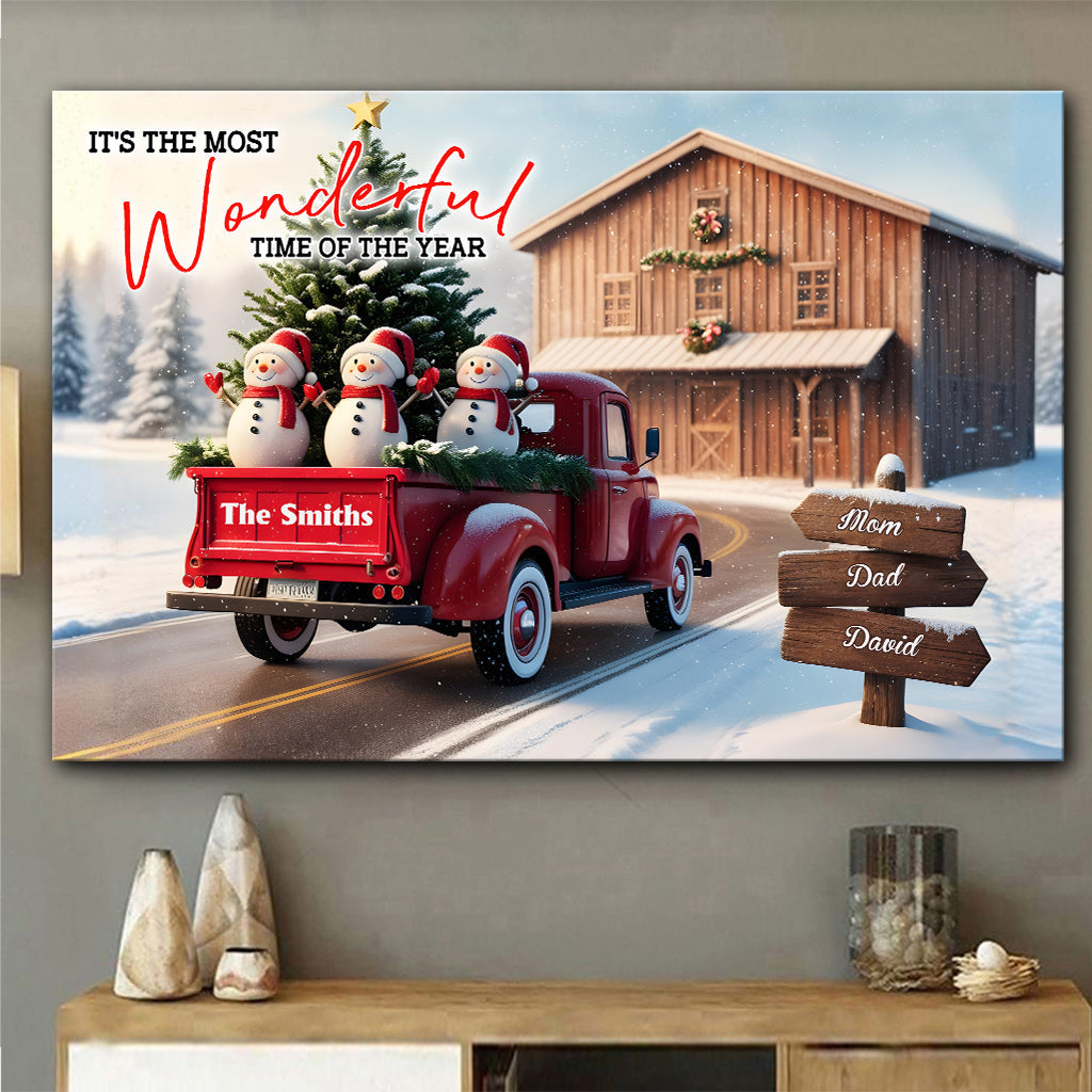 Rustic Christmas Family - Personalized Family Canvas And Poster