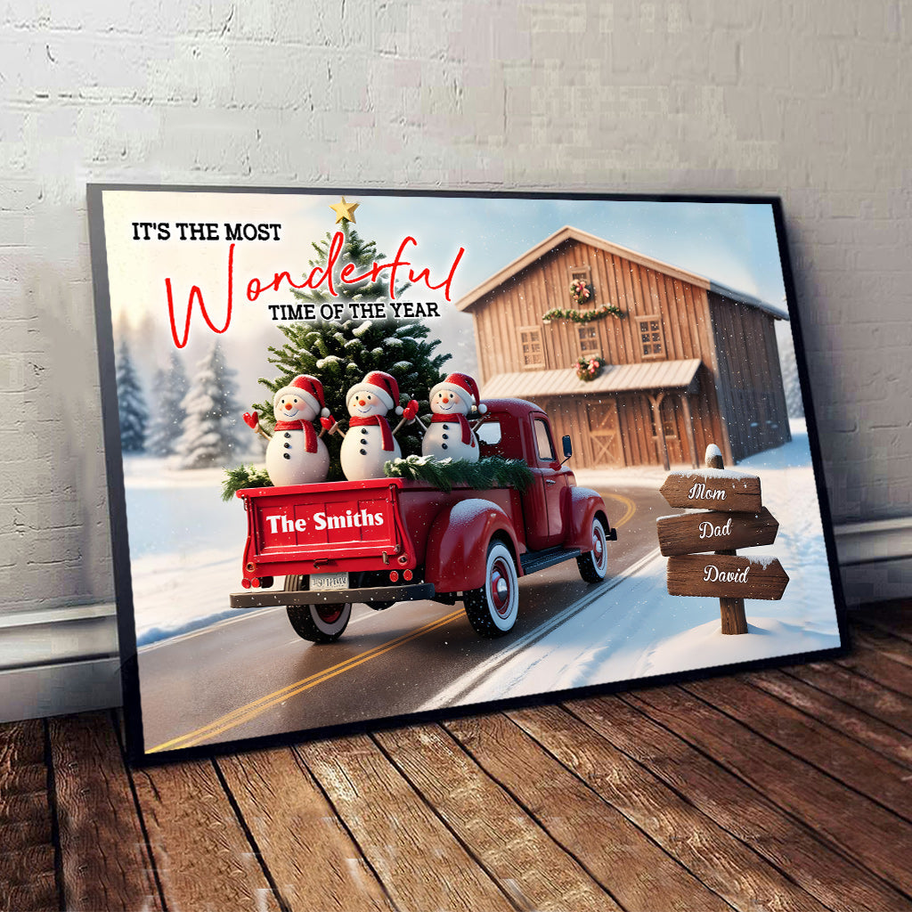 Rustic Christmas Family - Personalized Family Canvas And Poster