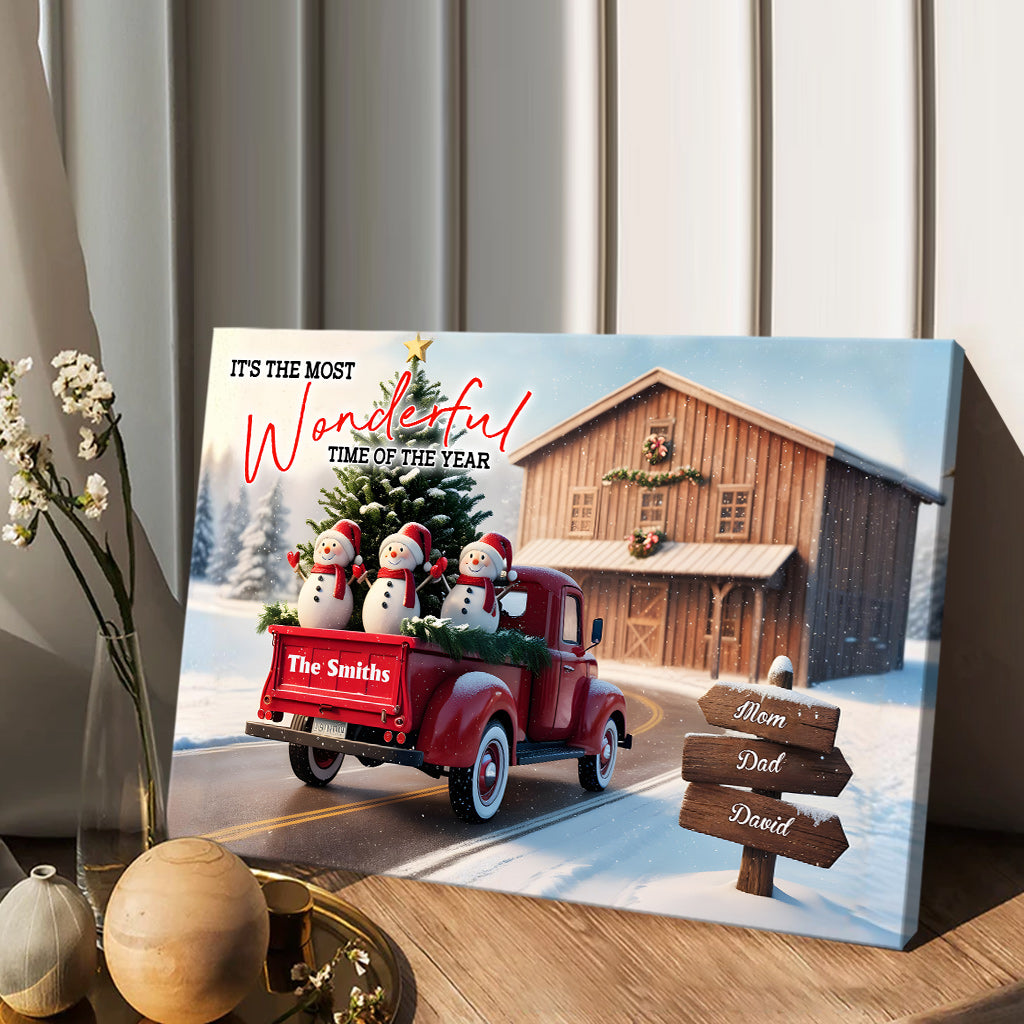 Rustic Christmas Family - Personalized Family Canvas And Poster