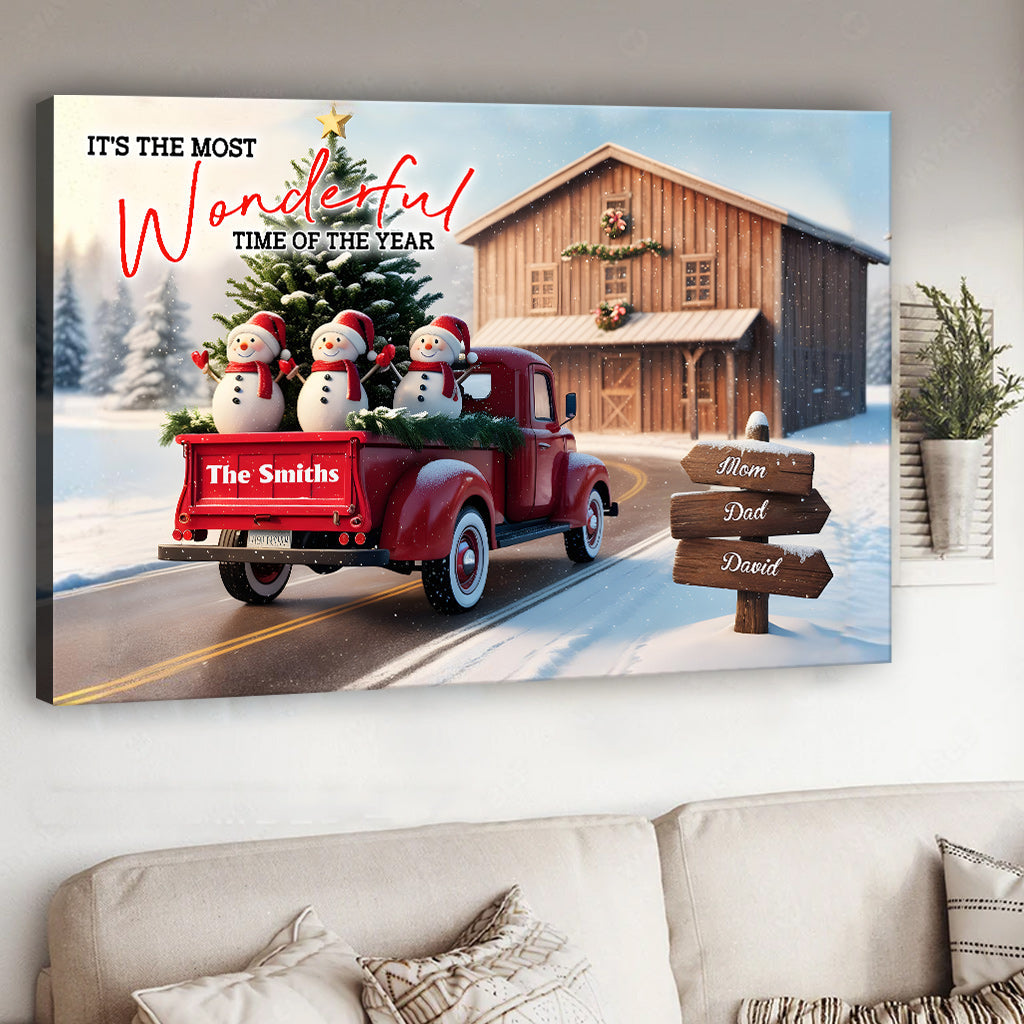Rustic Christmas Family - Personalized Family Canvas And Poster