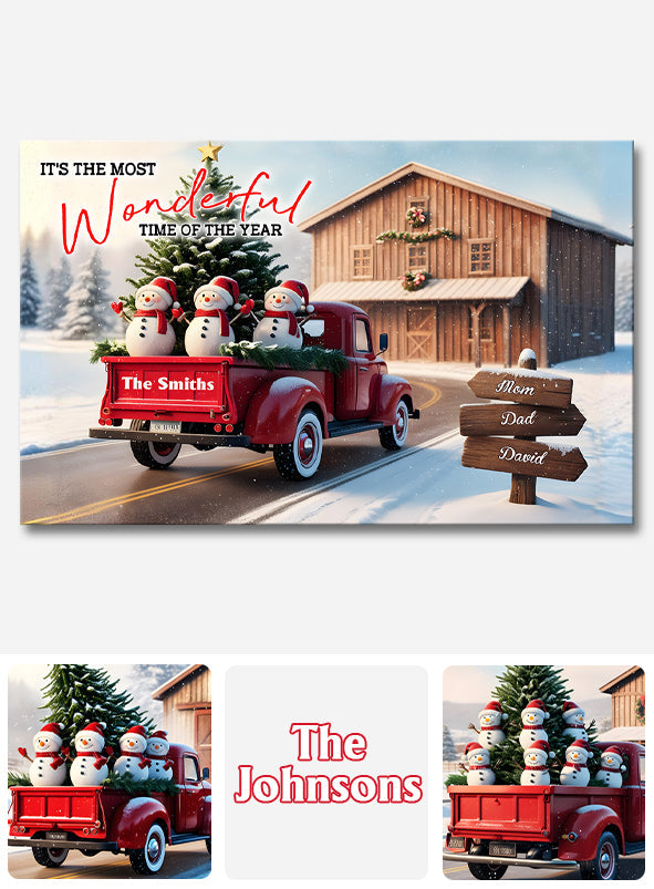 Rustic Christmas Family - Personalized Family Canvas And Poster