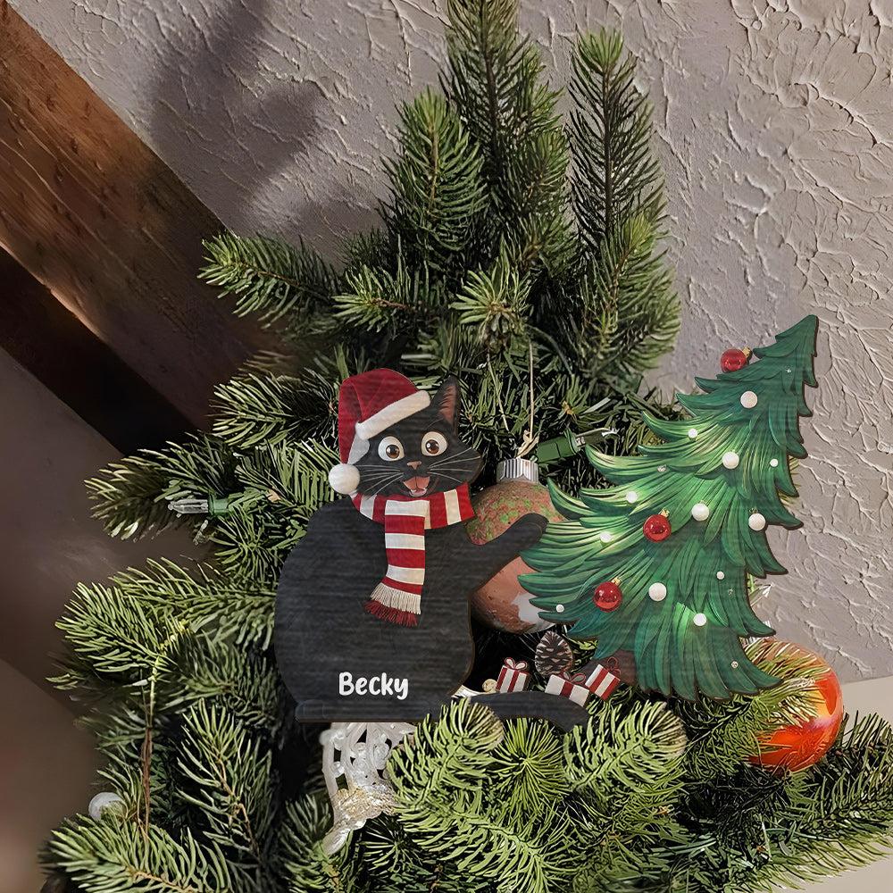 Naughty Black Cat - Personalized Black Cat Tree Topper