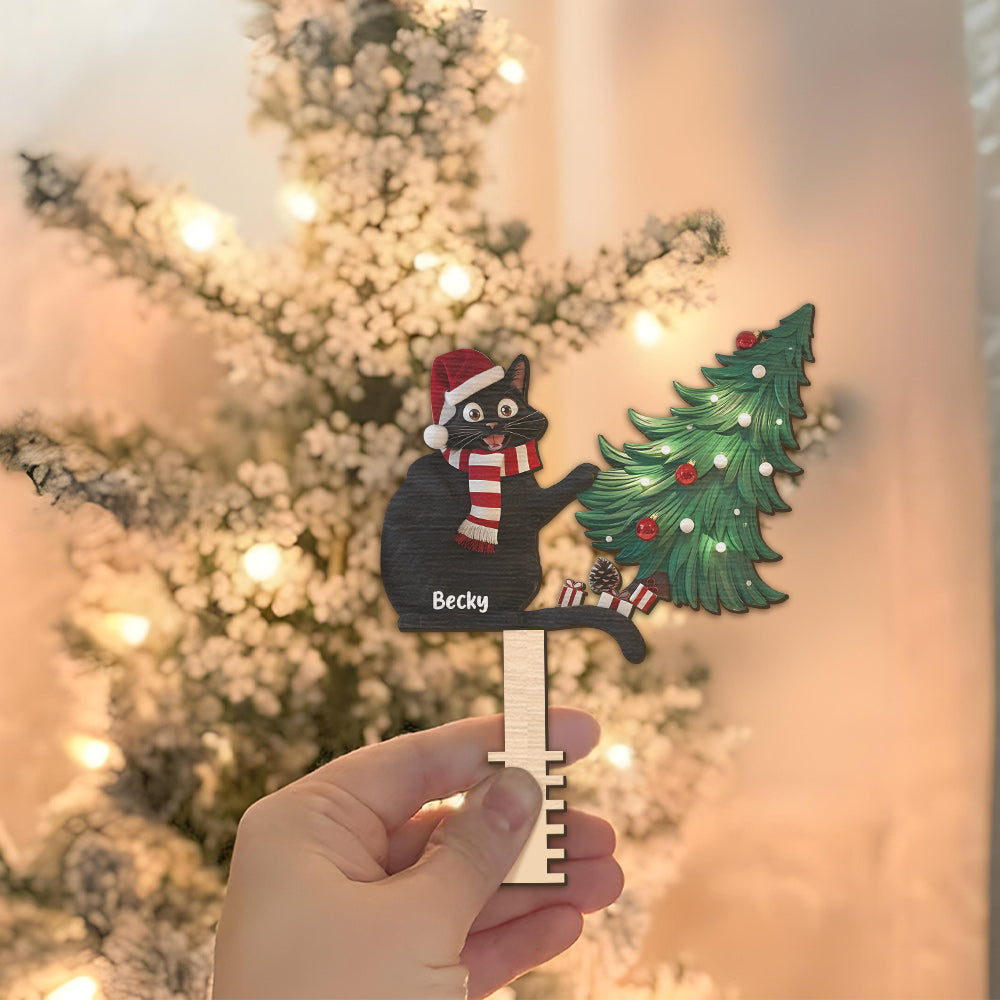 Naughty Black Cat - Personalized Black Cat Tree Topper