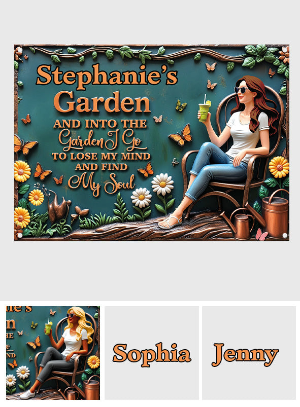 Trouve mon âme - Panneau métallique rectangulaire personnalisé pour le jardinage