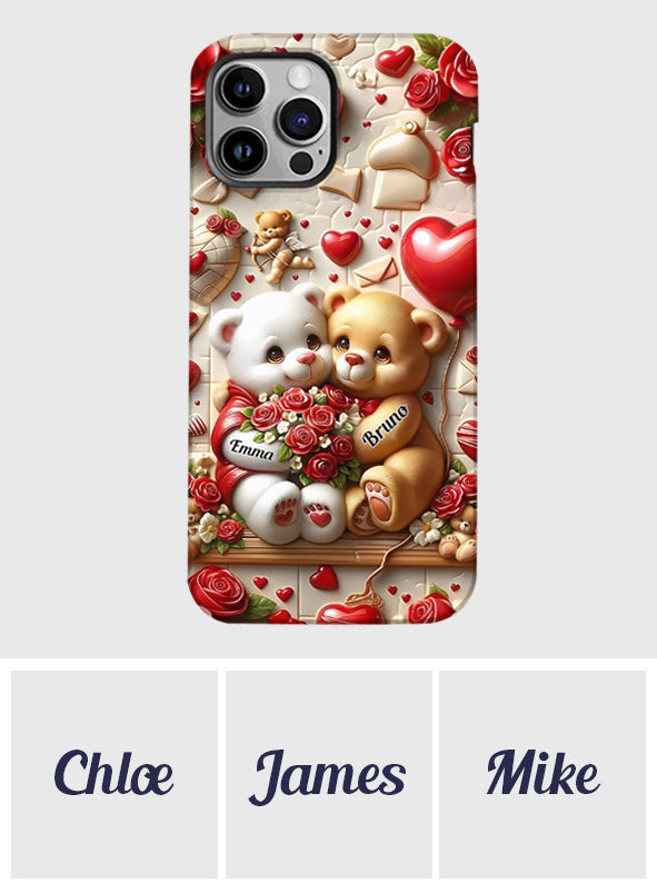 Cute Bear Couple - Personalized Couple Full Print Phone Case