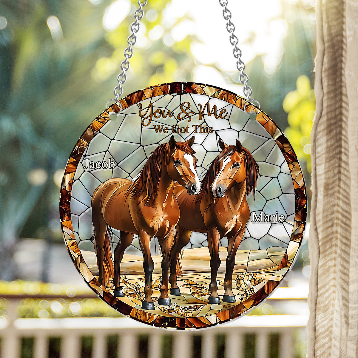 Horse Couple - Personalized Horse Window Hanging Suncatcher Ornament