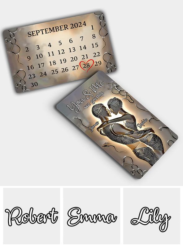 Carte personnalisée pour portefeuille afro-américain « C'est toi et moi »