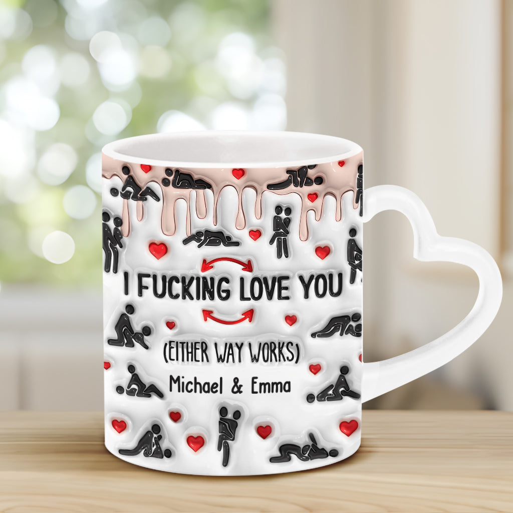 I Love You - Personalized Couple Heart Handle Mug