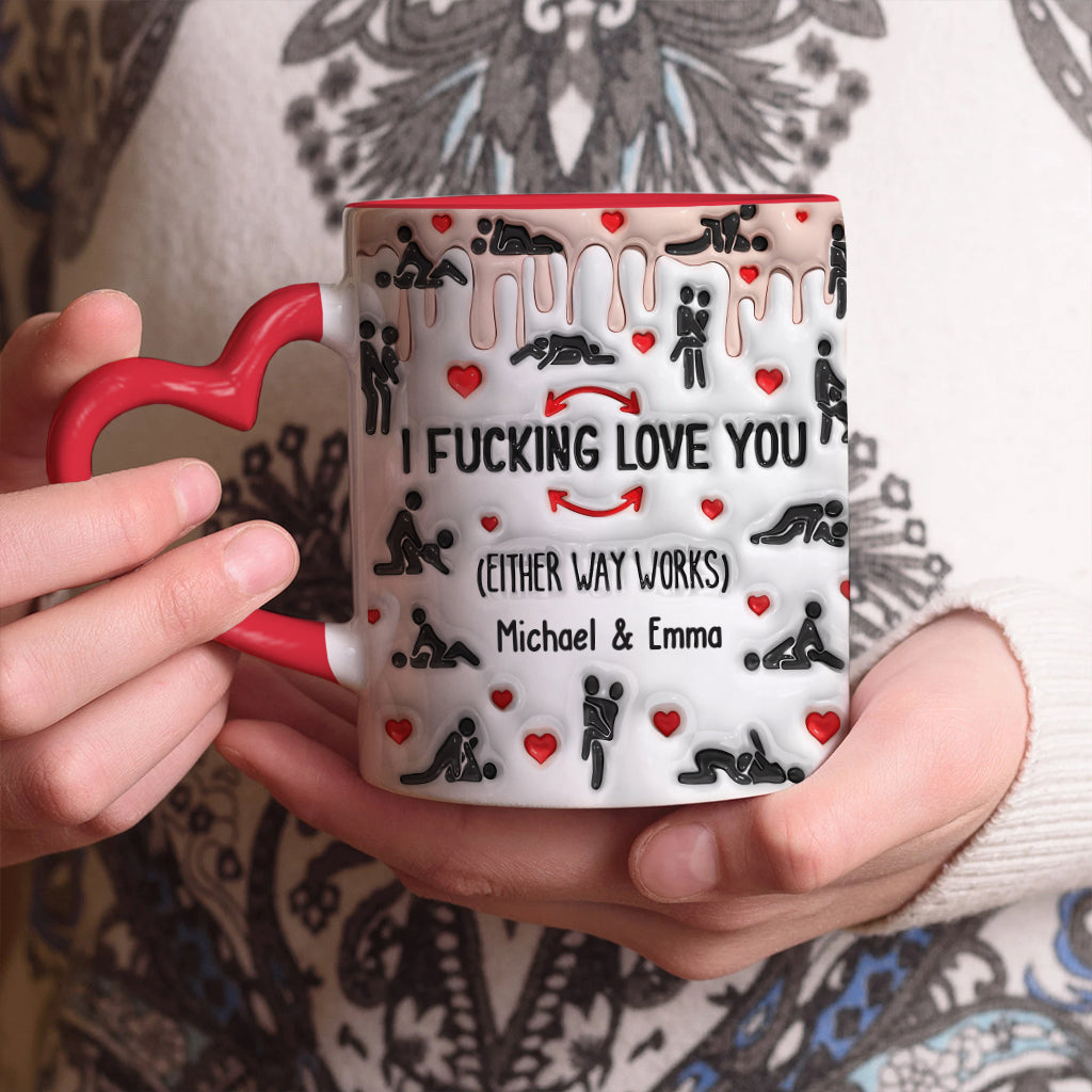 I Love You - Personalized Couple Heart Handle Mug