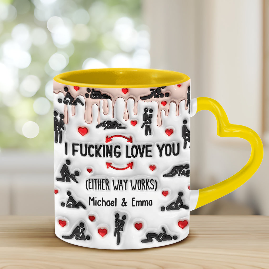 I Love You - Personalized Couple Heart Handle Mug