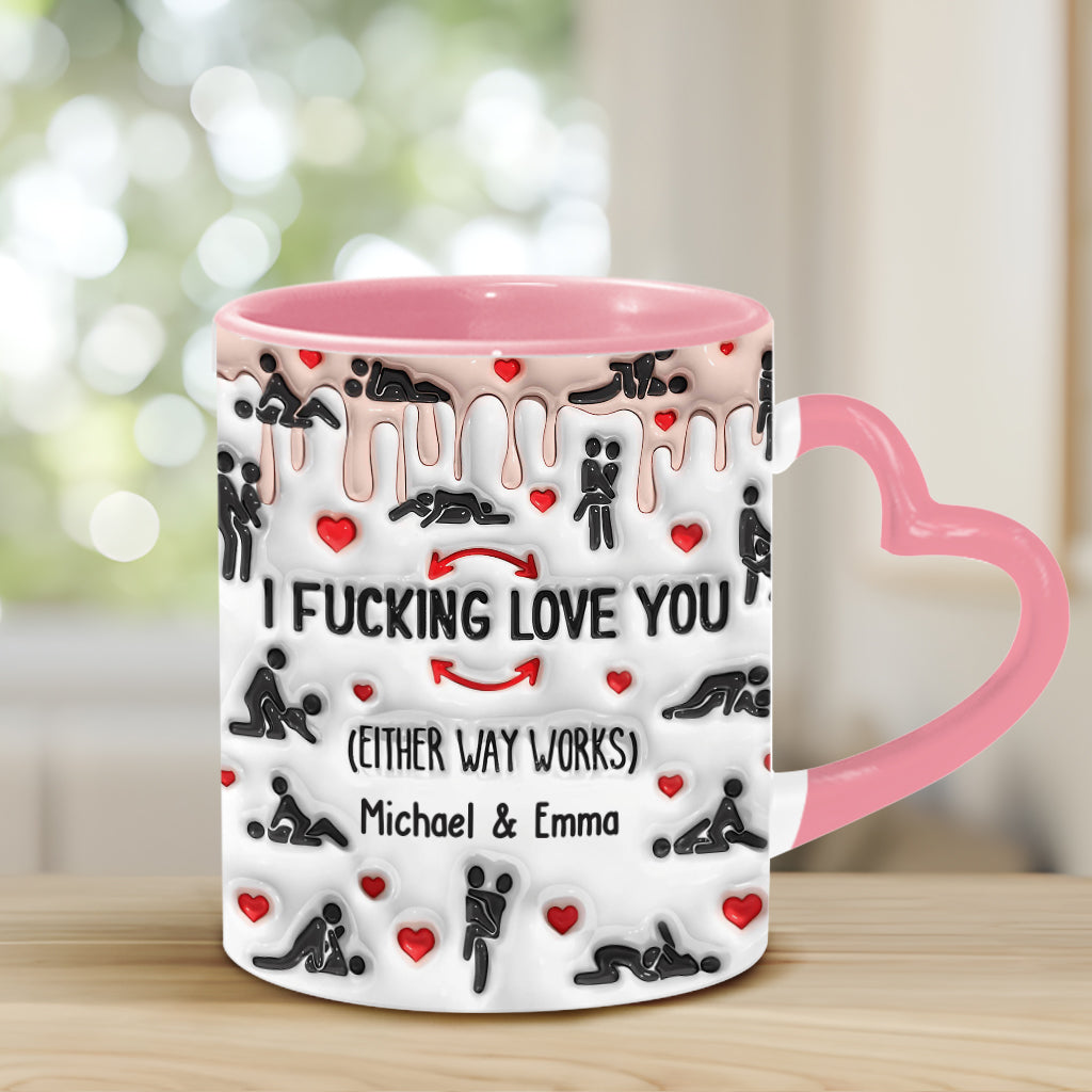 I Love You - Personalized Couple Heart Handle Mug