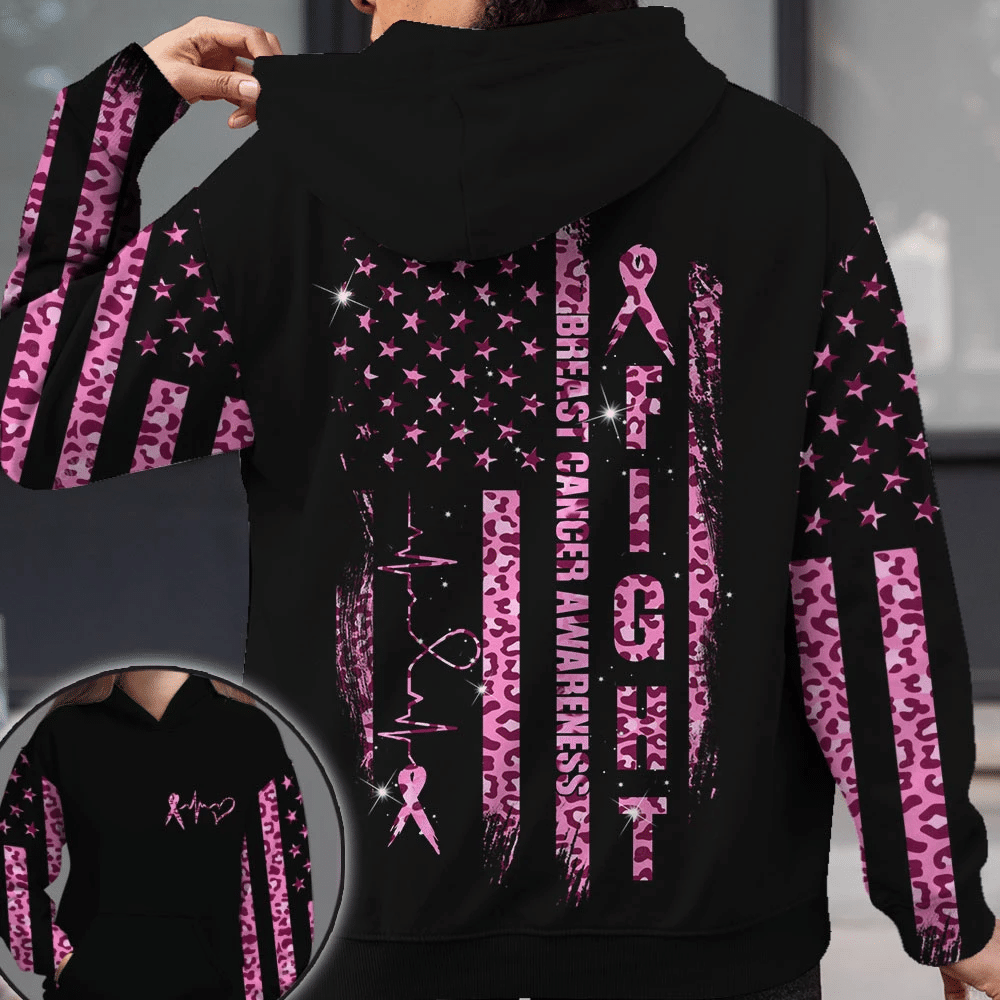 Kampf gegen Brustkrebs mit Leopardenmuster in Pink – T-Shirt und Hoodie zur Sensibilisierung für Brustkrebs (0822)