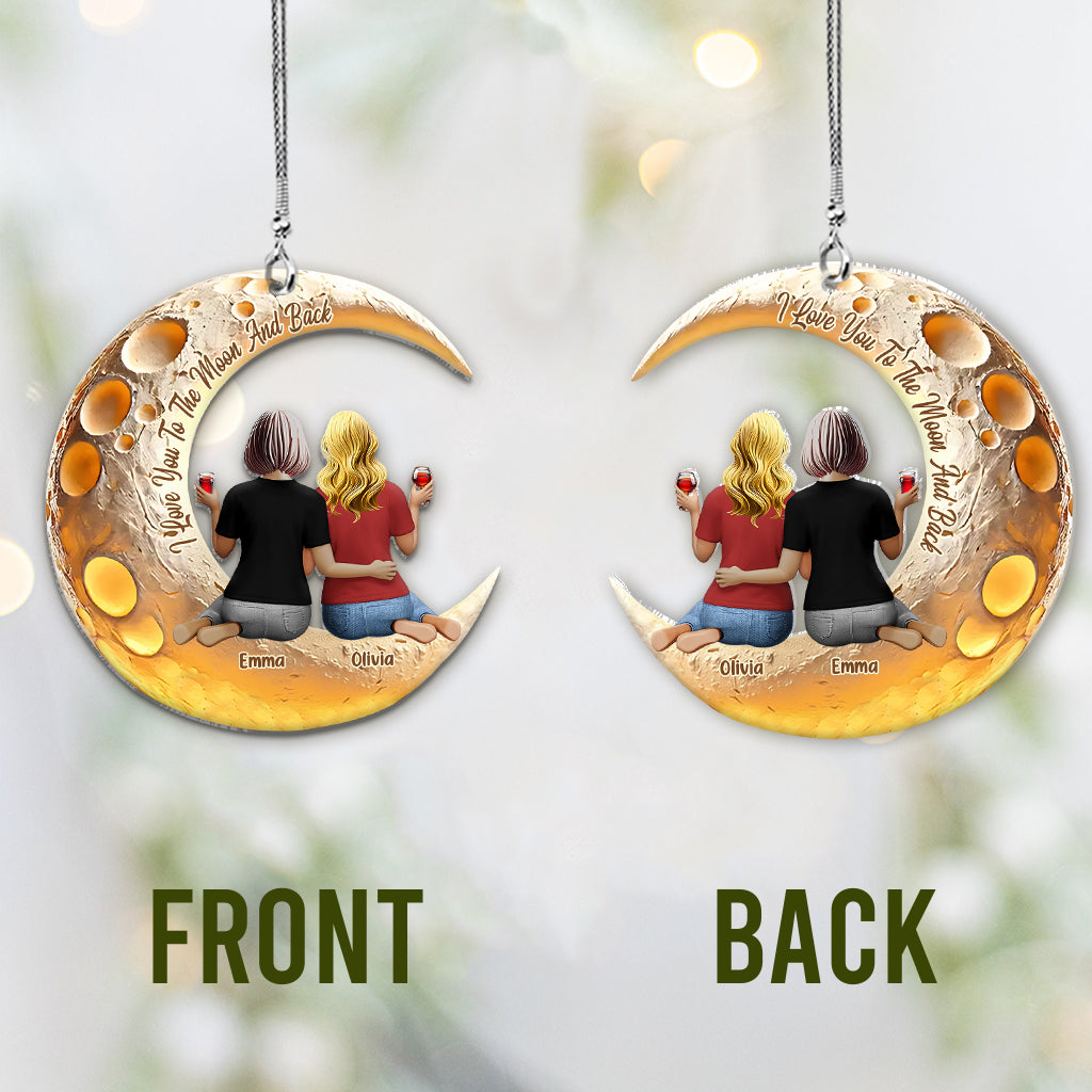 I Love You To The Moon And Back - Personalized Mother Car Ornament