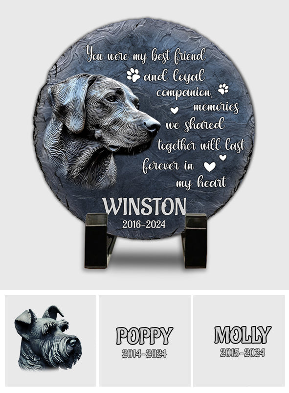 Du warst mein bester Freund und treuer Begleiter – personalisierter runder Stein in Hundeform