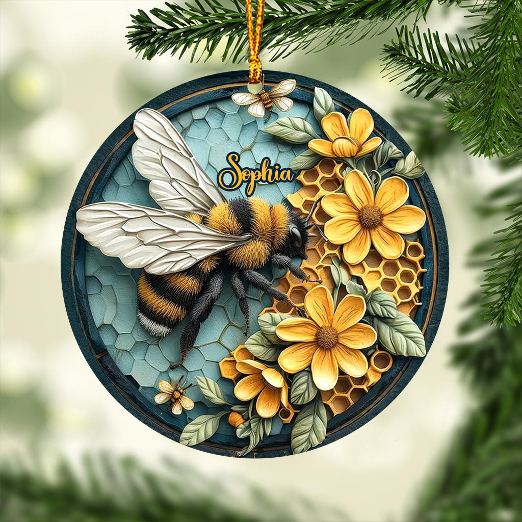 Bee And Honeycomb - Personalized Bee Ornament