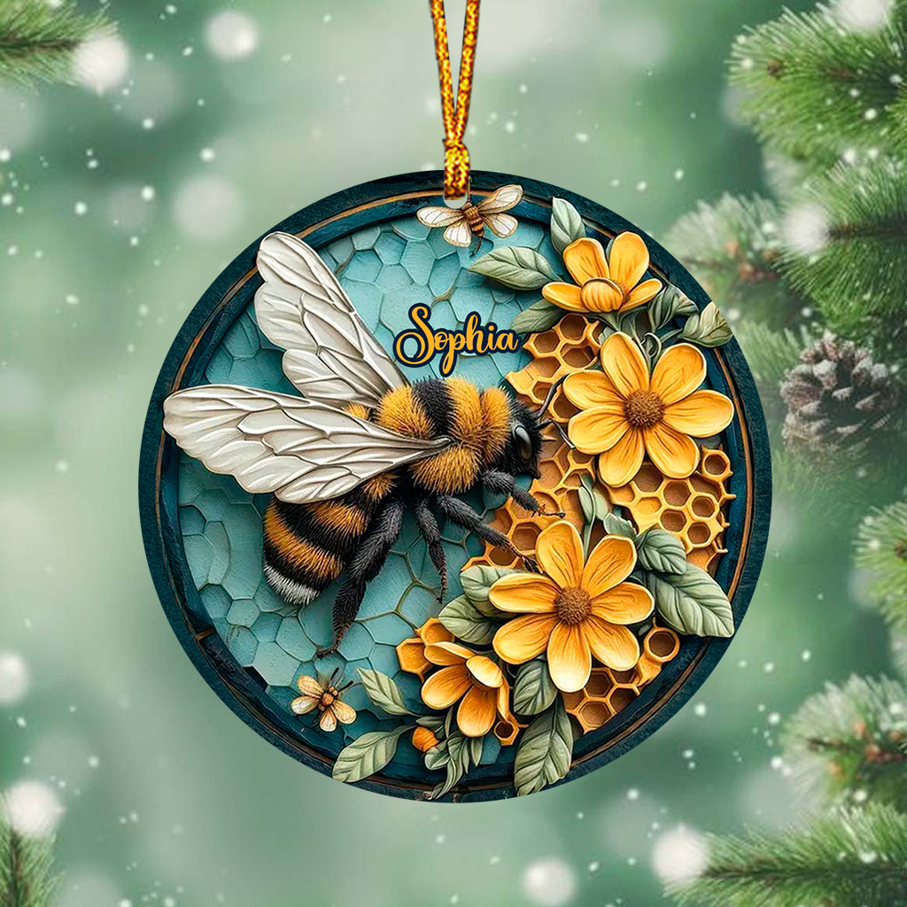 Bee And Honeycomb - Personalized Bee Ornament