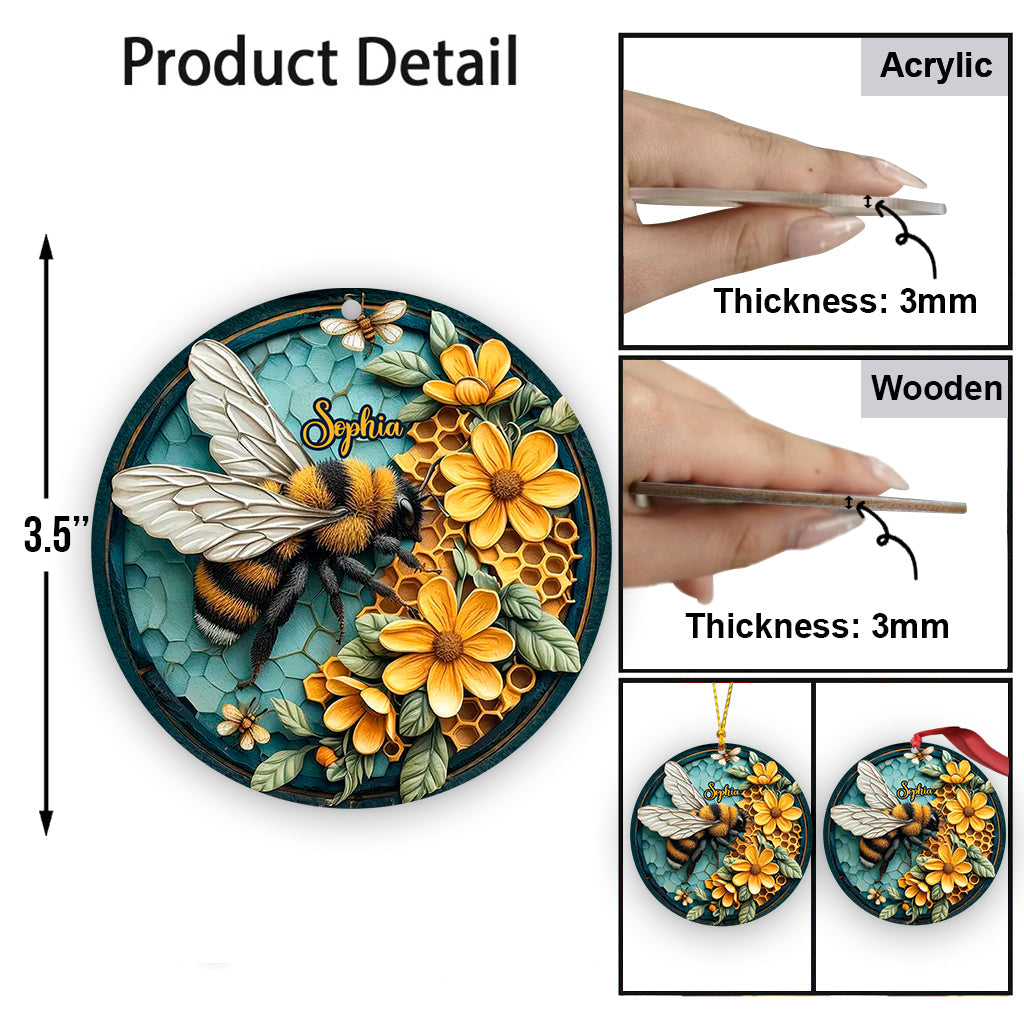 Bee And Honeycomb - Personalized Bee Ornament