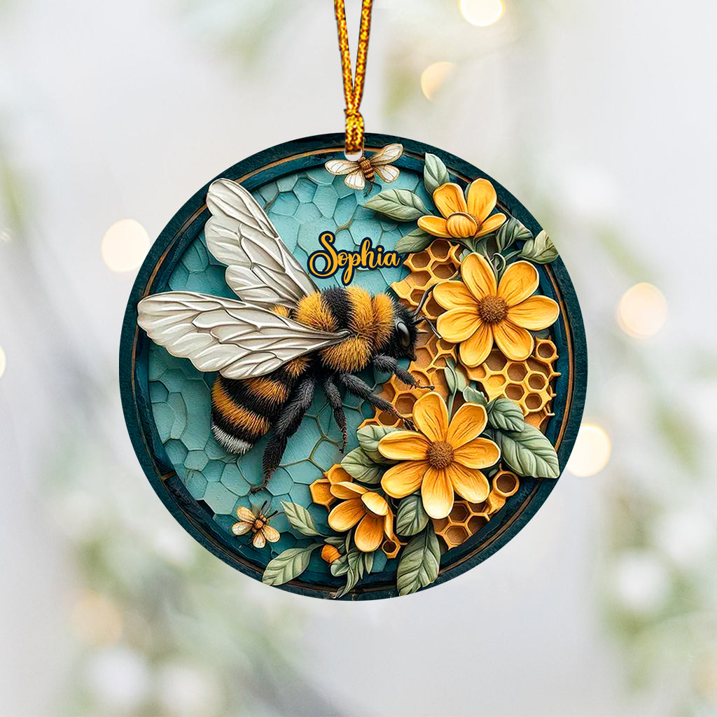 Bee And Honeycomb - Personalized Bee Ornament