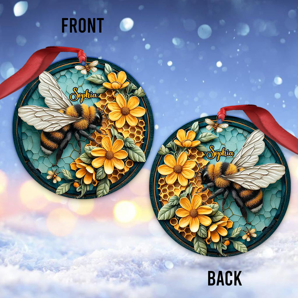 Bee And Honeycomb - Personalized Bee Ornament