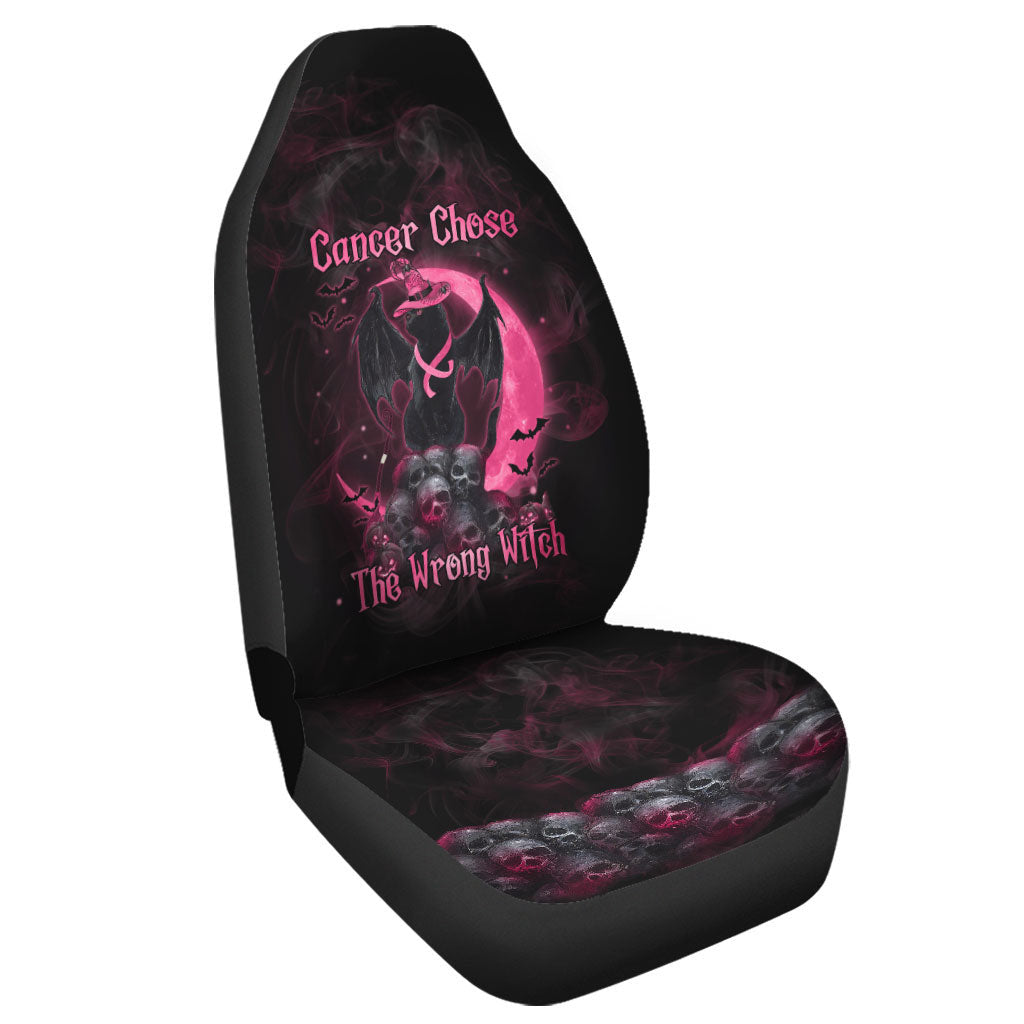 Breast Cancer Chose The Wrong Witch Black Cat Automotive- Breast Cancer Awareness Seat Covers 0822