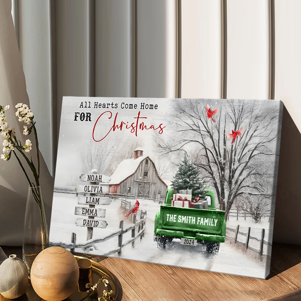 All Hearts Come Home For Christmas - Personalized Family Canvas And Poster