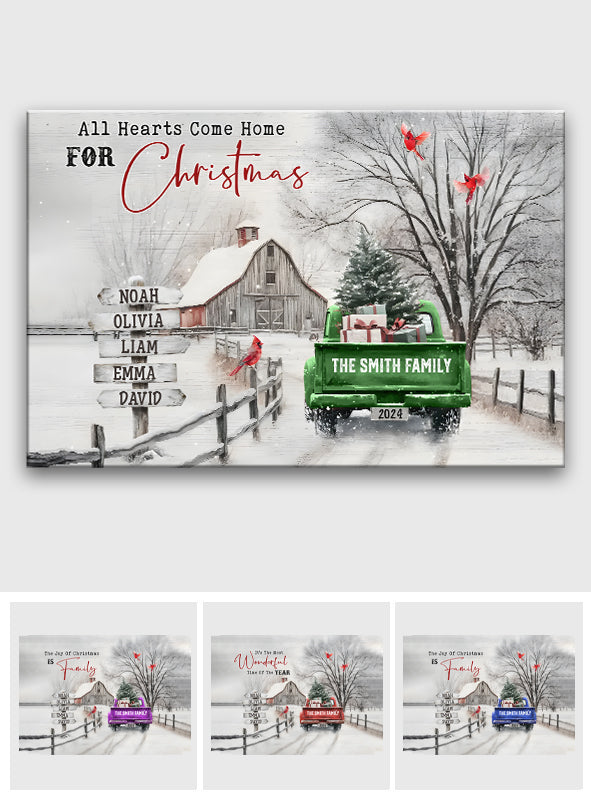 All Hearts Come Home For Christmas - Personalized Family Canvas And Poster