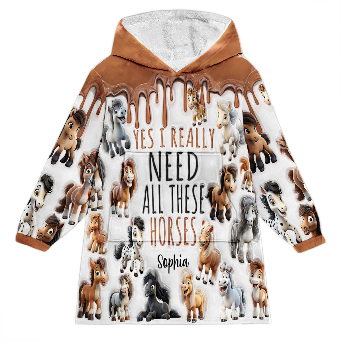 I Need All These Horses - Personalized Horse Blanket Hoodie