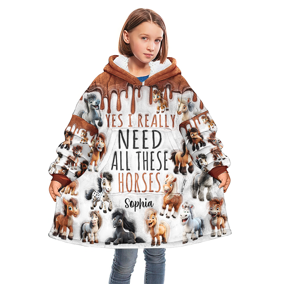 I Need All These Horses - Personalized Horse Blanket Hoodie