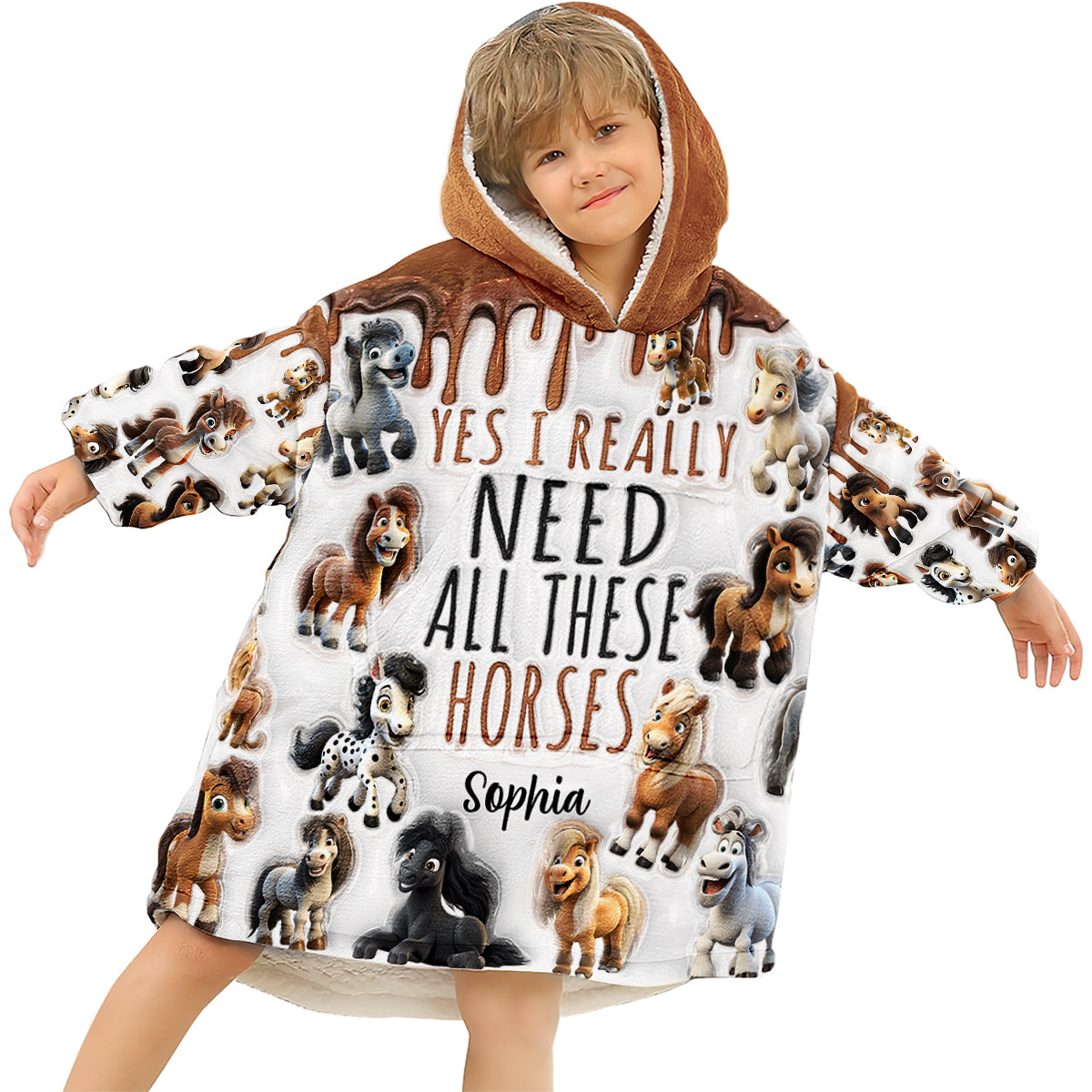 I Need All These Horses - Personalized Horse Blanket Hoodie