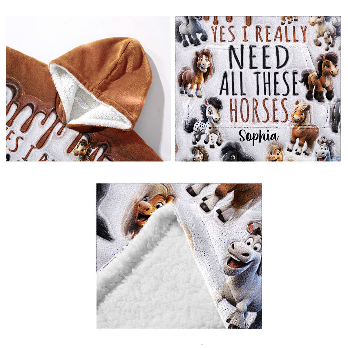 I Need All These Horses - Personalized Horse Blanket Hoodie