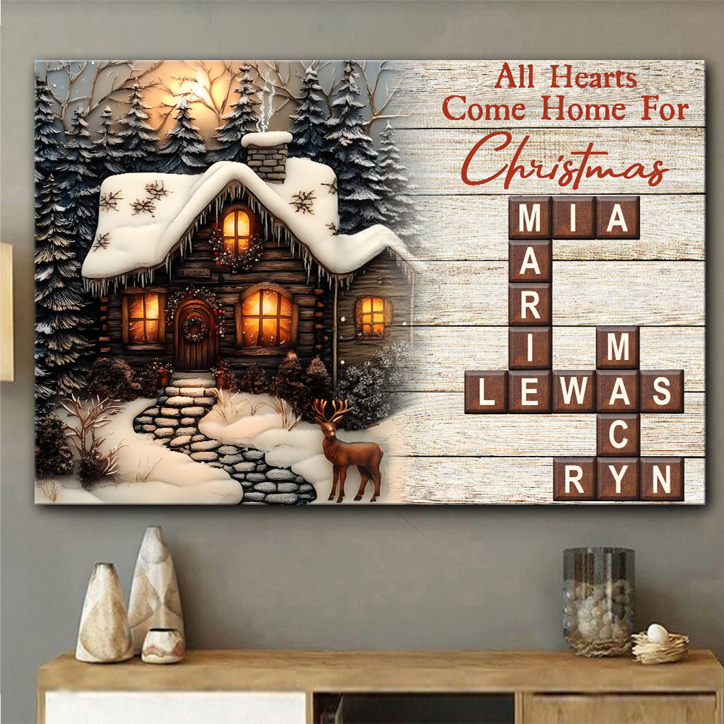 All Hearts Come Home For Christmas - Personalized Family Canvas And Poster