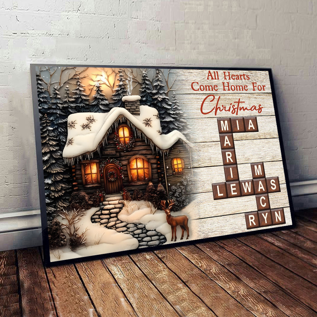 All Hearts Come Home For Christmas - Personalized Family Canvas And Poster