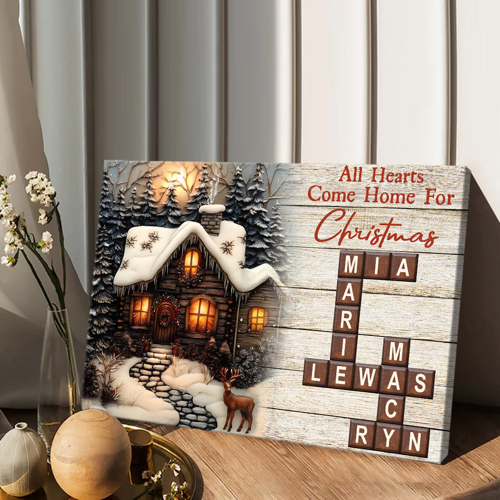 All Hearts Come Home For Christmas - Personalized Family Canvas And Poster