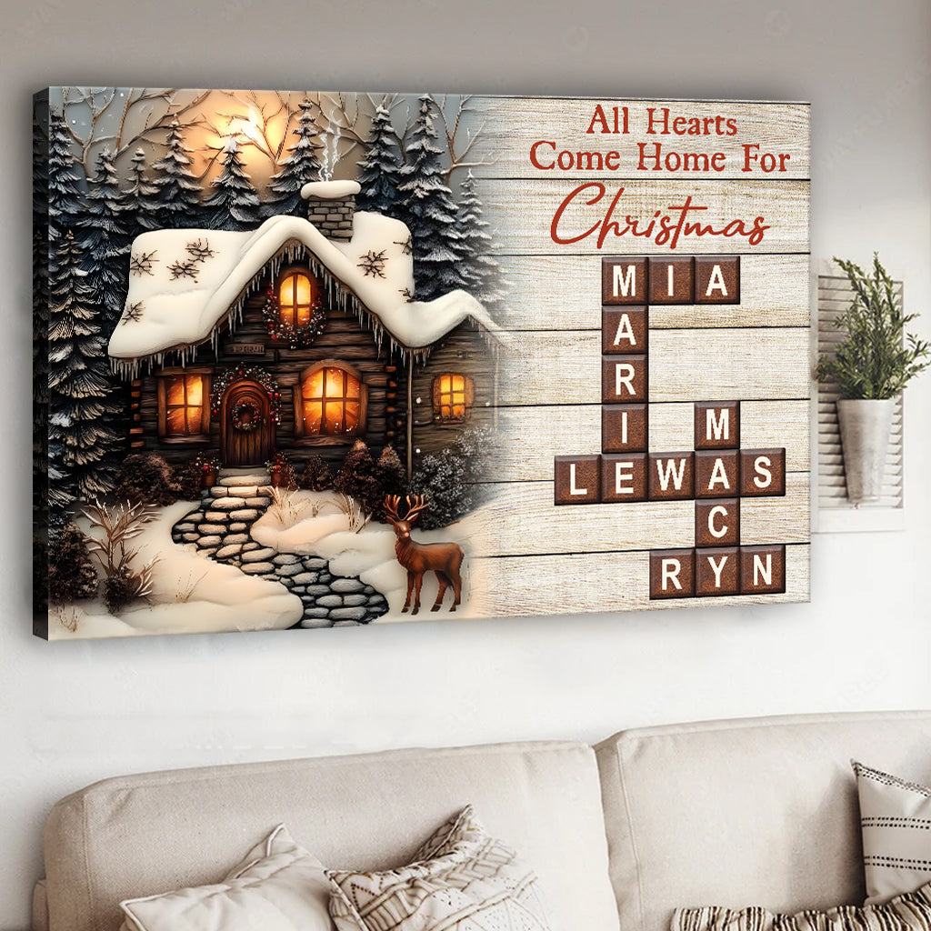 All Hearts Come Home For Christmas - Personalized Family Canvas And Poster