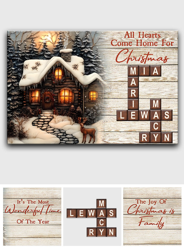 All Hearts Come Home For Christmas - Personalized Family Canvas And Poster