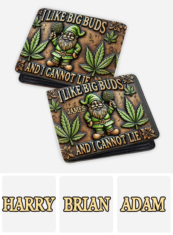 Ich mag große Buds – personalisierte Ledergeldbörse mit Cannabismotiv