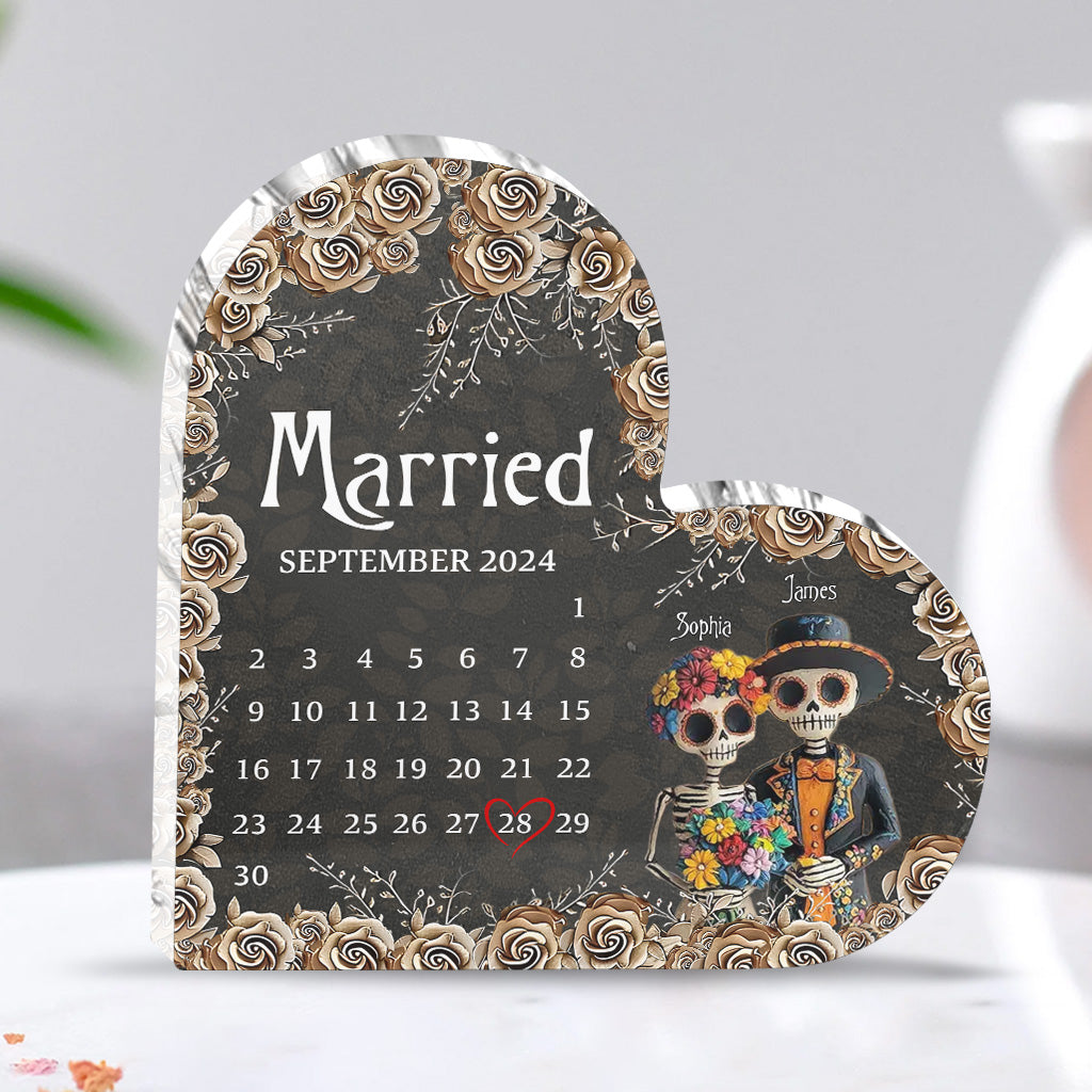 Lovers - Personalized Skull Custom Shaped Acrylic Plaque