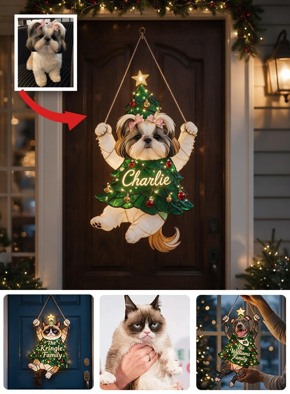 Panneau Acrylique LED de Noël Personnalisé Shih Tzu, Cadeau Festif pour Amateurs de Chiens